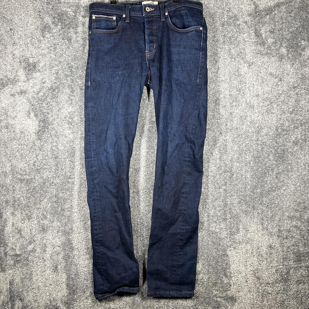 Naked & Famous Jeans Mens 32x30 Blue Skinny Slim Raw Denim Selvedge Button Fly